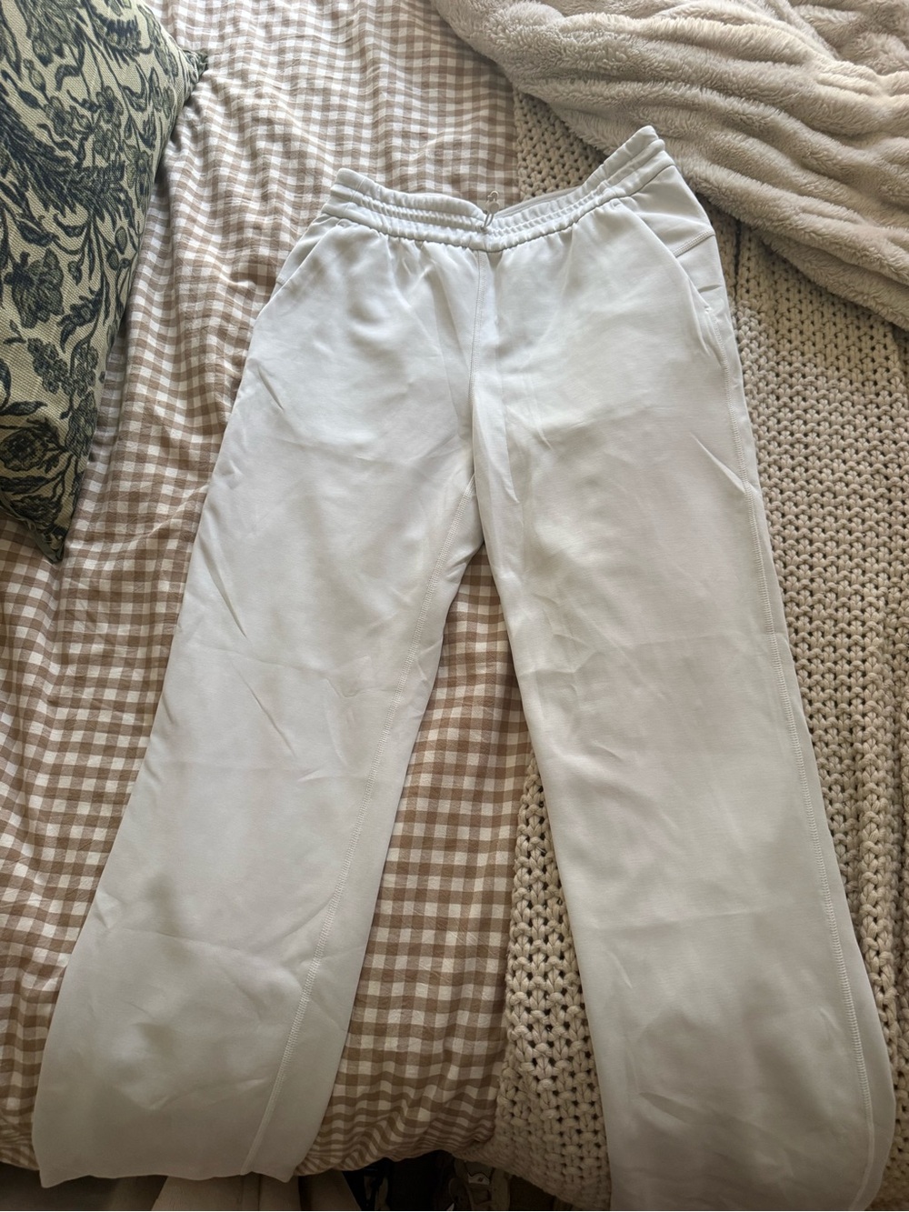 lululemon athletica Cream Wide-Leg Track Pants